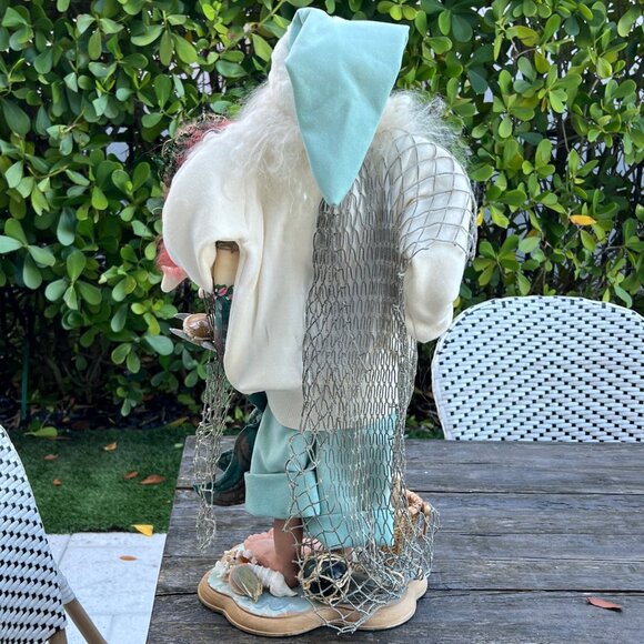 Large Artist Signed 2002 Tropical SANTA with Mermaid Seahorse Shells on Beach - Picture 13 of 16